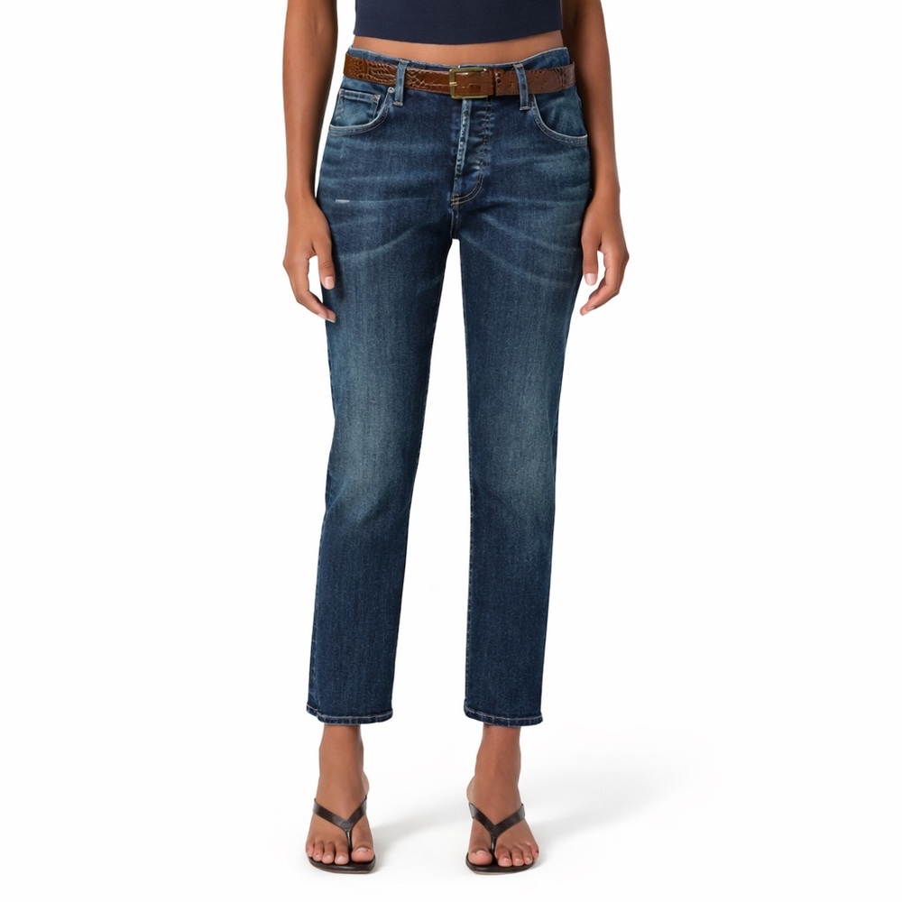 Citizens Of Humanity Dark Blue Boyfriend Jeans with Brown Belt